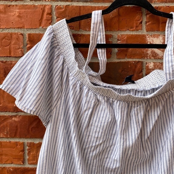 Gap Womens 2X Cold Shoulder Stripe Metallic Flowy Top - Picture 2 of 10